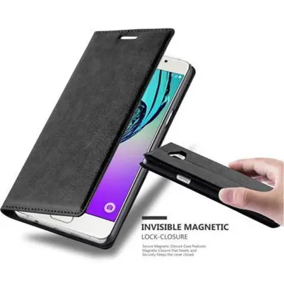 Cadorabo Ohišje, združljivo z Samsung Galaxy A5 2016 v nočna črna - Zaščitni ovitek z magnetnim zapiranjem, stoječo funkcijo in režo za kartice