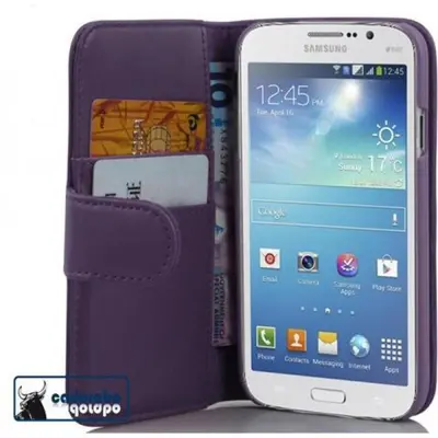 Cadorabo Ohišje, združljivo z Samsung Galaxy MEGA 5.8 v pastelno vijolično - Zaščitni ovitek iz gladkega umetnega usnja in žep za kartice
