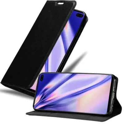 Cadorabo Ohišje, združljivo z Samsung Galaxy S10 PLUS v nočna črna - Zaščitni ovitek z magnetnim zapiranjem, stoječo funkcijo in režo za kartice