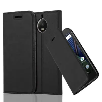 Cadorabo Ohišje, združljivo z Motorola MOTO G5S PLUS v nočna črna - Zaščitni ovitek z magnetnim zapiranjem, stoječo funkcijo in režo za kartice