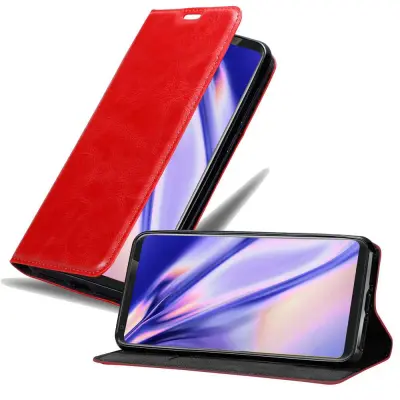 Cadorabo Ohišje, združljivo z LG V35 v rdeče jabolko - Zaščitni ovitek z magnetnim zapiranjem, stoječo funkcijo in režo za kartice