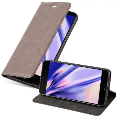 Cadorabo Ohišje, združljivo z OnePlus 5 v kavovinsko rdeča - Zaščitni ovitek z magnetnim zapiranjem, stoječo funkcijo in režo za kartice