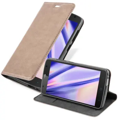 Cadorabo Ohišje, združljivo z ZTE Blade L5 PLUS v kavovinsko rdeča - Zaščitni ovitek z magnetnim zapiranjem, stoječo funkcijo in režo za kartice
