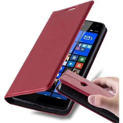 Cadorabo Ohišje, združljivo z Nokia Lumia 535 v rdeče jabolko - Zaščitni ovitek z magnetnim zapiranjem, stoječo funkcijo in režo za kartice