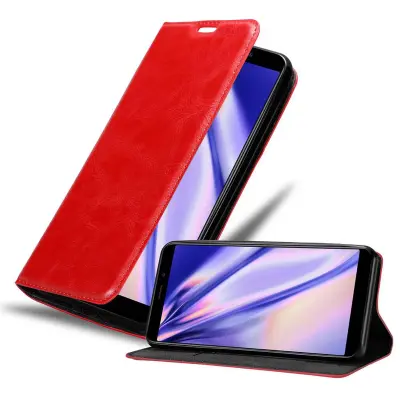 Cadorabo Ohišje, združljivo z MEIZU M6S v rdeče jabolko - Zaščitni ovitek z magnetnim zapiranjem, stoječo funkcijo in režo za kartice