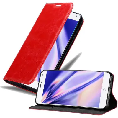 Cadorabo Ohišje, združljivo z MEIZU MX4 v rdeče jabolko - Zaščitni ovitek z magnetnim zapiranjem, stoječo funkcijo in režo za kartice