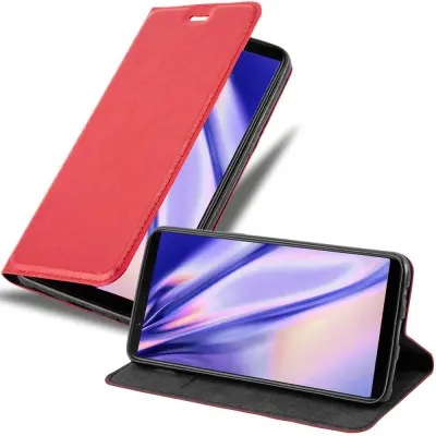 Cadorabo Ohišje, združljivo z OnePlus 5T v rdeče jabolko - Zaščitni ovitek z magnetnim zapiranjem, stoječo funkcijo in režo za kartice