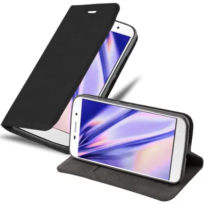 Cadorabo Ohišje, združljivo z ZTE Blade A602 v nočna črna - Zaščitni ovitek z magnetnim zapiranjem, stoječo funkcijo in režo za kartice