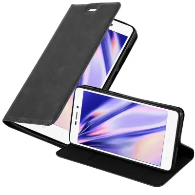Cadorabo Ohišje, združljivo z Xiaomi RedMi 3S v nočna črna - Zaščitni ovitek z magnetnim zapiranjem, stoječo funkcijo in režo za kartice