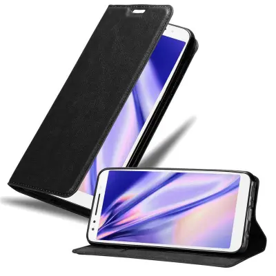 Cadorabo Ohišje, združljivo z Alcatel 3 2018 v nočna črna - Zaščitni ovitek z magnetnim zapiranjem, stoječo funkcijo in režo za kartice