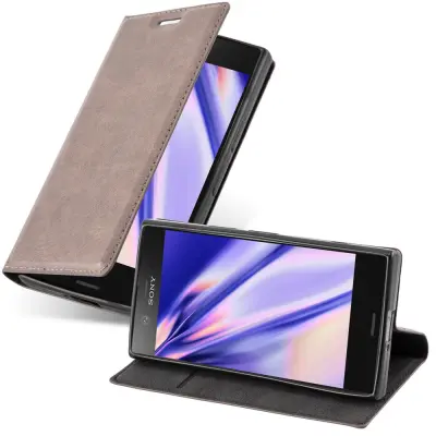 Cadorabo Ohišje, združljivo z Sony Xperia Z1 COMPACT v kavovinsko rdeča - Zaščitni ovitek z magnetnim zapiranjem, stoječo funkcijo in režo za kartice