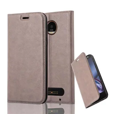 Cadorabo Ohišje, združljivo z Motorola MOTO Z2 v kavovinsko rdeča - Zaščitni ovitek z magnetnim zapiranjem, stoječo funkcijo in režo za kartice
