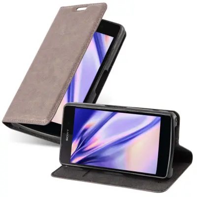 Cadorabo Ohišje, združljivo z Sony Xperia Z2 COMPACT v kavovinsko rdeča - Zaščitni ovitek z magnetnim zapiranjem, stoječo funkcijo in režo za kartice