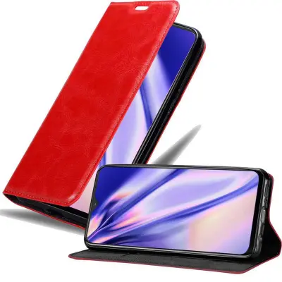 Cadorabo Ohišje, združljivo z OnePlus 7 v rdeče jabolko - Zaščitni ovitek z magnetnim zapiranjem, stoječo funkcijo in režo za kartice