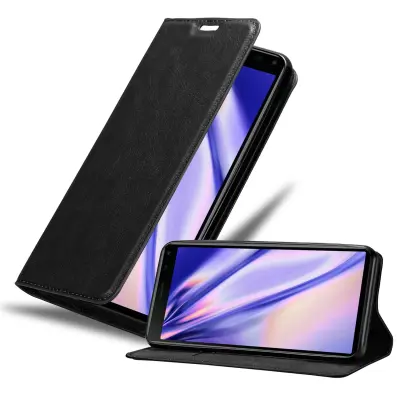 Cadorabo Ohišje, združljivo z Sony Xperia 20 v nočna črna - Zaščitni ovitek z magnetnim zapiranjem, stoječo funkcijo in režo za kartice