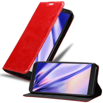 Cadorabo Ohišje, združljivo z Alcatel 3L 2019 v rdeče jabolko - Zaščitni ovitek z magnetnim zapiranjem, stoječo funkcijo in režo za kartice