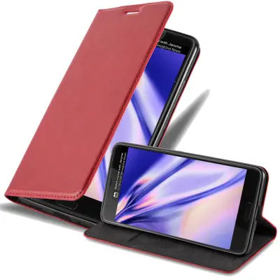 Cadorabo Ohišje, združljivo z HTC U ULTRA v rdeče jabolko - Zaščitni ovitek z magnetnim zapiranjem, stoječo funkcijo in režo za kartice