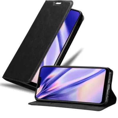 Cadorabo Ohišje, združljivo z Vivo Y81i v nočna črna - Zaščitni ovitek z magnetnim zapiranjem, stoječo funkcijo in režo za kartice
