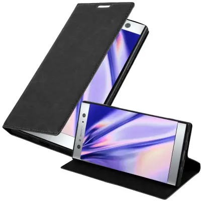 Cadorabo Ohišje, združljivo z Sony Xperia XA2 ULTRA v nočna črna - Zaščitni ovitek z magnetnim zapiranjem, stoječo funkcijo in režo za kartice