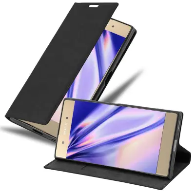 Cadorabo Ohišje, združljivo z Sony Xperia XA1 PLUS v nočna črna - Zaščitni ovitek z magnetnim zapiranjem, stoječo funkcijo in režo za kartice