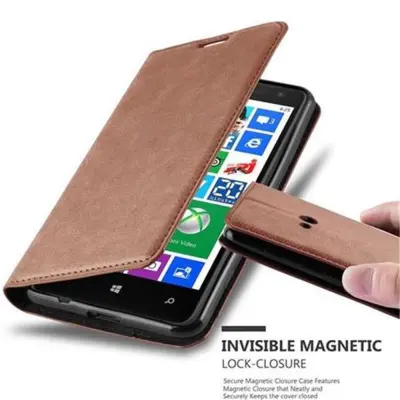 Cadorabo Ohišje, združljivo z Nokia Lumia 625 v kapučino rjava - Zaščitni ovitek z magnetnim zapiranjem, stoječo funkcijo in režo za kartice