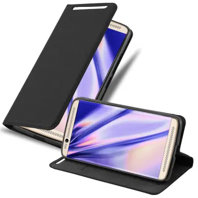 Cadorabo Ohišje, združljivo z ZTE Axon 7 v nočna črna - Zaščitni ovitek z magnetnim zapiranjem, stoječo funkcijo in režo za kartice