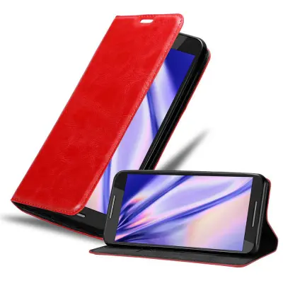 Cadorabo Ohišje, združljivo z Motorola MOTO X2 v rdeče jabolko - Zaščitni ovitek z magnetnim zapiranjem, stoječo funkcijo in režo za kartice