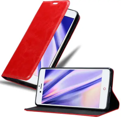 Cadorabo Ohišje, združljivo z ZTE Nubia Z11 v rdeče jabolko - Zaščitni ovitek z magnetnim zapiranjem, stoječo funkcijo in režo za kartice