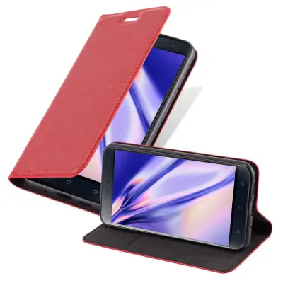 Cadorabo Ohišje, združljivo z Asus ZenFone 3 (5.5 Zoll) v rdeče jabolko - Zaščitni ovitek z magnetnim zapiranjem, stoječo funkcijo in režo za kartice