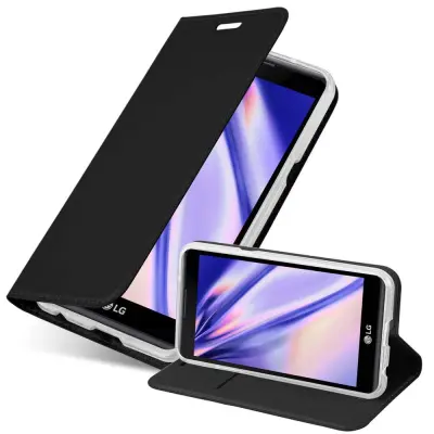 Cadorabo Ohišje, združljivo z LG X POWER v klasična črna - Zaščitni ovitek z magnetnim zapiranjem, stoječo funkcijo in režo za kartice