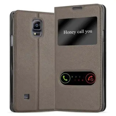 CADORABO Samsung Galaxy NOTE 4 v kamnito rjava - Zaščitni ovitek z magnetnim zapiranjem, stoječo funkcijo in 2 okencema za gledanje