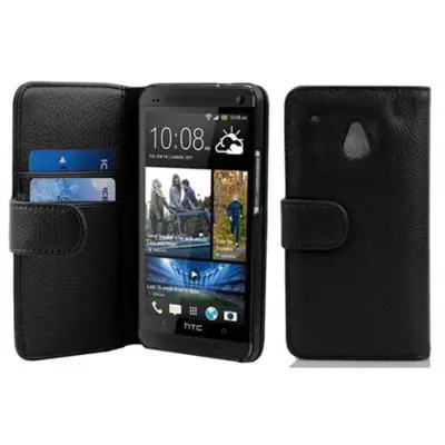 Cadorabo Ohišje, združljivo z HTC ONE M4 MINI v oksid črna - Zaščitni ovitek iz teksturiranega umetnega usnja in žep za kartice