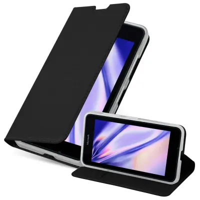 Cadorabo Ohišje, združljivo z Nokia Lumia 640 v klasična črna - Zaščitni ovitek z magnetnim zapiranjem, stoječo funkcijo in režo za kartice