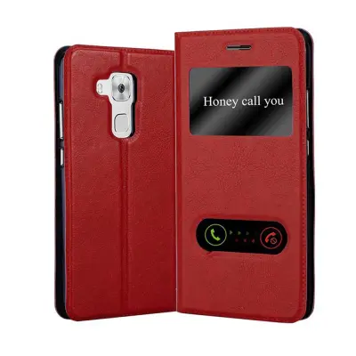 Cadorabo Ohišje, združljivo z Huawei NOVA PLUS v žafranovo rdeča - Zaščitni ovitek z magnetnim zapiranjem, stoječo funkcijo in 2 okencema za gledanje