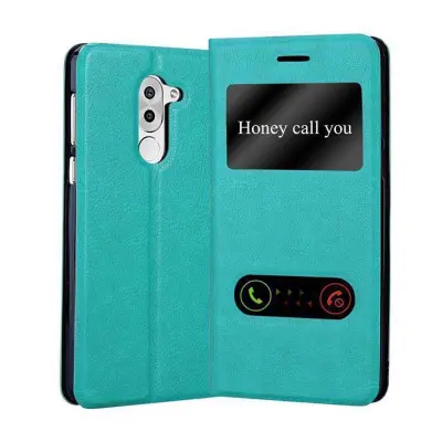 CADORABO Huawei MATE 9 LITE/GR5 2017/Honor 6X v mint turquoise - Zaščitni ovitek z magnetnim zapiranjem, stoječo funkcijo in 2 okencema za gledanje