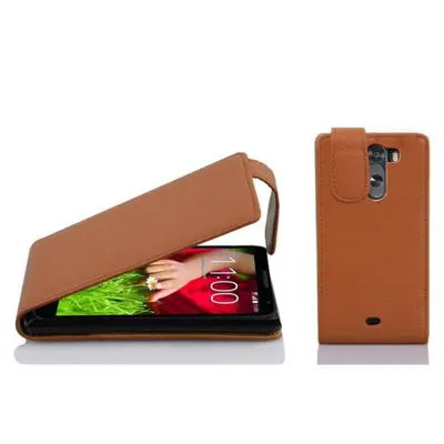 Cadorabo Ohišje, združljivo z LG G2 MINI v sedlo rjave barve - Zaščitni ovitek v obliki flipa iz teksturiranega umetnega usnja
