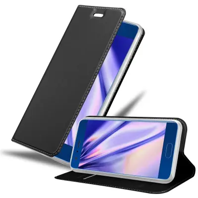 Cadorabo Ohišje, združljivo z Honor 9 v klasična črna - Zaščitni ovitek z magnetnim zapiranjem, stoječo funkcijo in režo za kartice