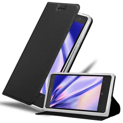 Cadorabo Ohišje, združljivo z Nokia Lumia 1020 v klasična črna - Zaščitni ovitek z magnetnim zapiranjem, stoječo funkcijo in režo za kartice