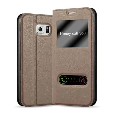 CADORABO Samsung Galaxy NOTE 5 v kamnito rjava - Zaščitni ovitek z magnetnim zapiranjem, stoječo funkcijo in 2 okencema za gledanje