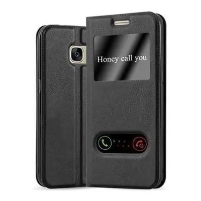 Cadorabo Ohišje, združljivo z Samsung Galaxy S7 v črni komet - Zaščitni ovitek z magnetnim zapiranjem, stoječo funkcijo in 2 okencema za gledanje
