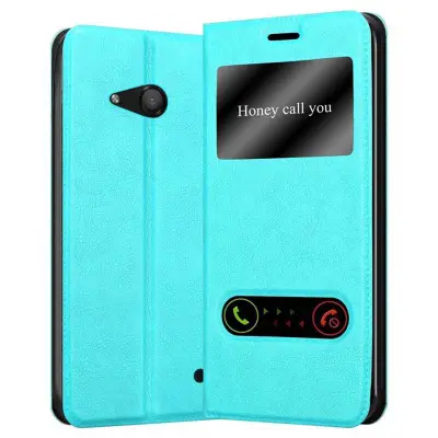 Cadorabo Ohišje, združljivo z Nokia Lumia 550 v mint turquoise - Zaščitni ovitek z magnetnim zapiranjem, stoječo funkcijo in 2 okencema za gledanje