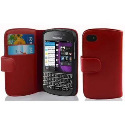 Cadorabo Ohišje, združljivo z Blackberry Q10 v rdeče sladkorno jabolko - Zaščitni ovitek iz teksturiranega umetnega usnja in žep za kartice