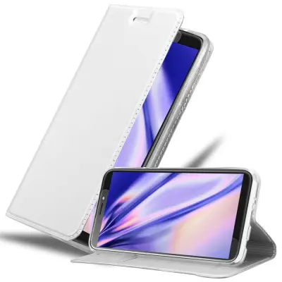 Cadorabo Ohišje, združljivo z HTC Desire 12 PLUS v klasično srebrno - Zaščitni ovitek z magnetnim zapiranjem, stoječo funkcijo in režo za kartice