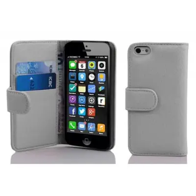 Cadorabo Ohišje, združljivo z Apple iPhone 5C v snežno bela - Zaščitni ovitek iz teksturiranega umetnega usnja in žep za kartice