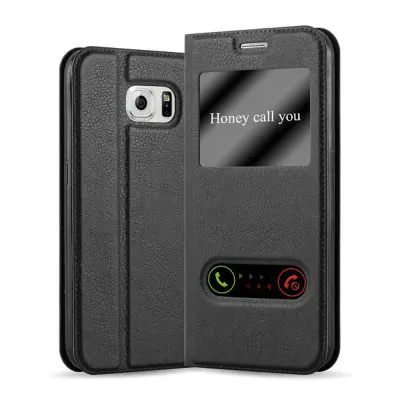 Cadorabo Ohišje, združljivo z Samsung Galaxy NOTE 5 v črni komet - Zaščitni ovitek z magnetnim zapiranjem, stoječo funkcijo in 2 okencema za gledanje