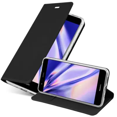Cadorabo Ohišje, združljivo z Huawei P10 LITE v klasična črna - Zaščitni ovitek z magnetnim zapiranjem, stoječo funkcijo in režo za kartice