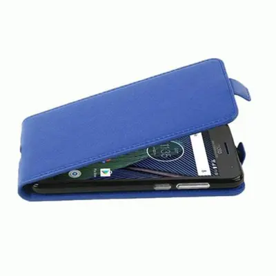 Cadorabo Ohišje, združljivo z Motorola MOTO G5 PLUS v mornarsko modra - Zaščitni ovitek v obliki flipa iz teksturiranega umetnega usnja