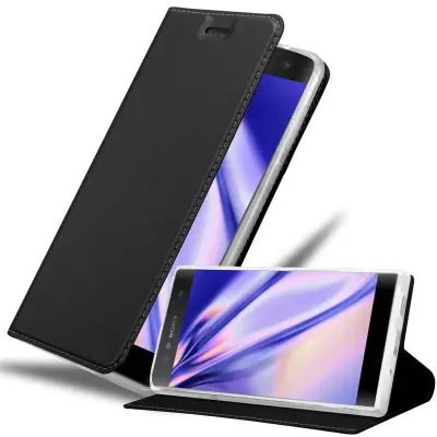Cadorabo Ohišje, združljivo z Sony Xperia XA2 v klasična črna - Zaščitni ovitek z magnetnim zapiranjem, stoječo funkcijo in režo za kartice