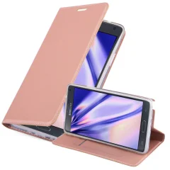Cadorabo Ohišje, združljivo z Samsung Galaxy NOTE 4 v klasična rožnata zlata - Zaščitni ovitek z magnetnim zapiranjem, stoječo funkcijo in režo za kartice