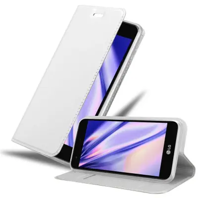 Cadorabo Ohišje, združljivo z LG K4 2017 v klasično srebrno - Zaščitni ovitek z magnetnim zapiranjem, stoječo funkcijo in režo za kartice
